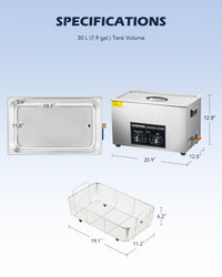 Load image into Gallery viewer, Jewelry 30L Ultrasonic Cleaner -Heater &amp; Timer
